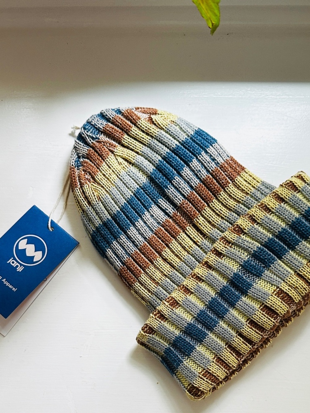 NWT JANJI Woven Striped Cuffed Beanie